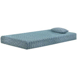 Benzara Twin Size Mattress with Hyperstretch Knit Cover and Pillow, Blue BM227219 Blue Foam, Fabric BM227219