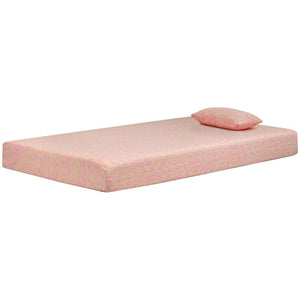 Benzara Twin Size Mattress with Hyperstretch Knit Cover and Pillow, Pink BM227221 Pink Foam, Fabric BM227221