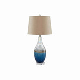 Benzara Vase Shape Frame Table Lamp with Fabric Shade, Set of 2, Beige and Blue BM227353 Beige and Blue Glass and Fabric BM227353