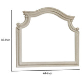 Benzara Scalloped Top Wood Encased Mirror with Molded Details, Antique White BM227370 White Solid Wood and Mirror BM227370