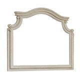 Scalloped Top Wood Encased Mirror with Molded Details, Antique White