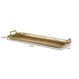 Benzara Rectangular Metal Frame Decorative Tray with Cut Out Handle, Gold BM227398 Gold Metal BM227398
