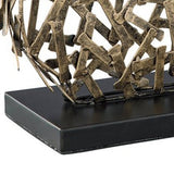 Benzara Grid Design Metal Frame Horse Sculpture with Stable Base, Gold and Black BM227403 Gold and Black Metal BM227403