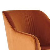 Benzara Polyester Upholstered Swivel Accent Chair with Welt Trim, Orange BM227415 Orange Solid Wood, Metal and Fabric BM227415