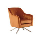 Benzara Polyester Upholstered Swivel Accent Chair with Welt Trim, Orange BM227415 Orange Solid Wood, Metal and Fabric BM227415