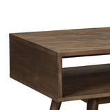 Benzara Wooden Cocktail Table with Open Bottom Shelf and Angled Legs, Brown BM227428 Brown Solid Wood and Veneer BM227428