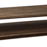 Benzara Wooden Cocktail Table with Open Bottom Shelf and Angled Legs, Brown BM227428 Brown Solid Wood and Veneer BM227428