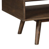 Benzara Wooden Cocktail Table with Open Bottom Shelf and Angled Legs, Brown BM227428 Brown Solid Wood and Veneer BM227428