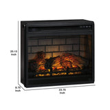 Benzara 23.75 Inch Metal Fireplace Inset with 7 Level Temperature Setting, Black BM227444 Black Metal BM227444