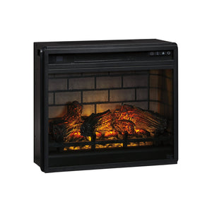 Benzara 23.75 Inch Metal Fireplace Inset with 7 Level Temperature Setting, Black BM227444 Black Metal BM227444