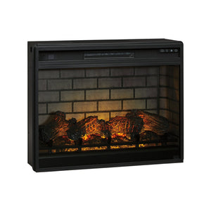 Benzara 31.25 Inch Metal Fireplace Inset with 7 Level Temperature Setting, Black BM227445 Black Metal BM227445