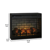 Benzara 31.25 Inch Metal Fireplace Inset with 7 Level Temperature Setting, Black BM227445 Black Metal BM227445