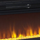 Benzara 57 Inch Metal Fireplace Inset with 6 Level Temperature Setting, Black BM227446 Black Metal BM227446