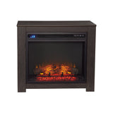 Benzara Wooden Mantel with 6 Temperature Level Fireplace Insert, Brown and Black BM227447 Brown and Black Metal and Solid Wood BM227447