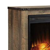 Benzara Wooden Mantel with 6 Temperature Level Fireplace Insert, Black and Brown BM227448 Brown and Black Metal and Solid Wood BM227448