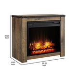 Benzara Wooden Mantel with 6 Temperature Level Fireplace Insert, Black and Brown BM227448 Brown and Black Metal and Solid Wood BM227448