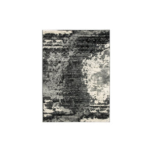 Benzara Machine Woven Fabric Rug with Abstract Pattern, Medium, Black and Gray BM227452 Black and Gray Fabric BM227452