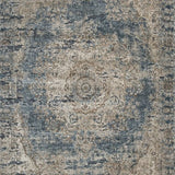 Benzara Machine Woven Fabric Rug with Erased Motif Pattern, Medium, Blue and Beige BM227453 Blue and Beige Fabric BM227453