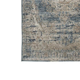 Benzara Machine Woven Fabric Rug with Erased Motif Pattern, Medium, Blue and Beige BM227453 Blue and Beige Fabric BM227453