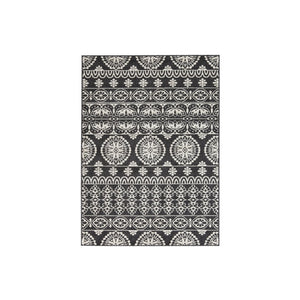 Benzara Machine Woven Fabric Rug with Tribal Pattern, Large, Gray and White BM227460 Gray and White Fabric BM227460
