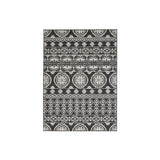 Machine Woven Fabric Rug with Tribal Pattern, Large, Gray and White