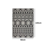 Benzara Machine Woven Fabric Rug with Tribal Pattern, Large, Gray and White BM227460 Gray and White Fabric BM227460