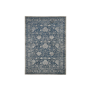 Benzara Machine Woven Fabric Rug with Floral Vine Pattern, Medium, Brown and Gray BM227467 Blue and Gray Fabric BM227467