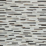 Benzara Flatweave Leatherette Rug with Tiles Design Pattern, Large, Black and White BM227481 Black and White Fabric BM227481