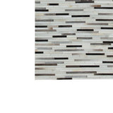 Benzara Flatweave Leatherette Rug with Tiles Design Pattern, Medium, Black and White BM227482 Black and White Fabric BM227482