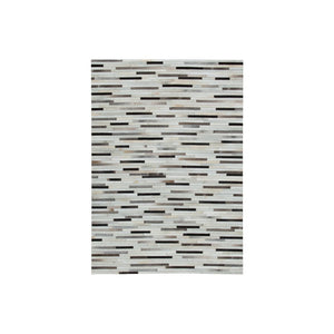 Benzara Flatweave Leatherette Rug with Tiles Design Pattern, Medium, Black and White BM227482 Black and White Fabric BM227482