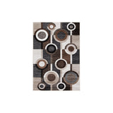 Machine Woven Fabric Rug with Circular Pattern, Large, Brown and Cream