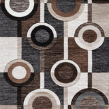 Benzara Machine Woven Fabric Rug with Circular Pattern, Large, Brown and Cream BM227493 Brown and Cream Fabric BM227493