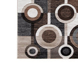 Benzara Machine Woven Fabric Rug with Circular Pattern, Large, Brown and Cream BM227493 Brown and Cream Fabric BM227493