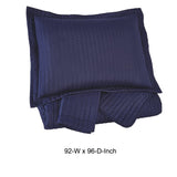 Benzara 3 Piece Queen Coverlet Set with Vertical Channel Stitching, Navy Blue BM227501 Blue Fabric BM227501