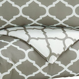 Benzara 2 Piece Twin Comforter Set with Quatrefoil Design, Gray and White BM227503 Gray and White Fabric BM227503