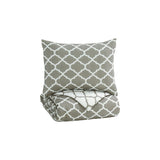 Benzara 2 Piece Twin Comforter Set with Quatrefoil Design, Gray and White BM227503 Gray and White Fabric BM227503