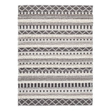 Rectangular Woolen Rug with Tribal Pattern, Large, Gray and Cream