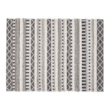 Benzara Rectangular Woolen Rug with Tribal Pattern, Medium, Gray and Cream BM227543 Gray and Cream Fabric BM227543