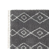 Benzara Polypropylene Rug with Tied Fringes and Diamond Pattern, Large, Gray BM227546 Gray Fabric BM227546