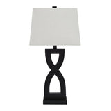 Benzara Resin Body Table Lamp with Hardback Shade, Set of 2, Black and White BM227556 Black and White Resin and Fabric BM227556