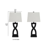 Benzara Resin Body Table Lamp with Hardback Shade, Set of 2, Black and White BM227556 Black and White Resin and Fabric BM227556