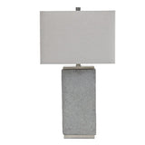 Benzara Resin Table Lamp with Faux Concrete Finish and Hardback Shade,Set of 2,Gray BM227558 Gray Resin and Fabric BM227558