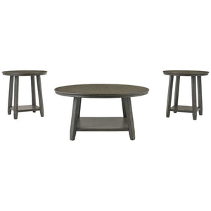 Benzara 3 Piece Occasional Table Set with Open Bottom Shelf, Antique Gray BM227574 Gray Solid Wood, Veneer BM227574