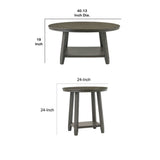 Benzara 3 Piece Occasional Table Set with Open Bottom Shelf, Antique Gray BM227574 Gray Solid Wood, Veneer BM227574