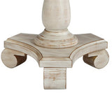 Benzara Wooden Round Accent Table with Pedestal Base, Antique White BM227585 White Solid Wood, Veneer BM227585