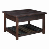 Benzara Lift Top Wooden Cocktail Table with Slatted Bottom, Brown BM227586 Brown Solid Wood, Veneer BM227586