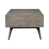 Benzara Mid Century Rectangular Cocktail Table with Open Shelf, Gray BM227595 Gray Solid Wood, Veneer BM227595