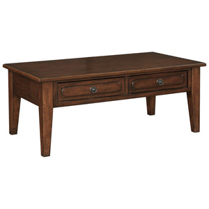 Benzara 19" Rectangular Wooden Cocktail Table with 2 Drawers, Brown BM227598 Brown Solid Wood, Veneer BM227598