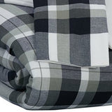 Benzara 3 Piece Fabric King Comforter Set with Plaid Pattern, Black and Gray BM227612 Black, Gray Fabric BM227612