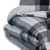 Benzara 3 Piece Fabric King Comforter Set with Plaid Pattern, Black and Gray BM227612 Black, Gray Fabric BM227612